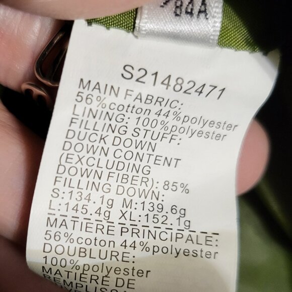 NWT WOMANS S DEER GREEN CRINKLED DUCK DOWN PUFFER JACKET SZ M - Picture 9 of 9
